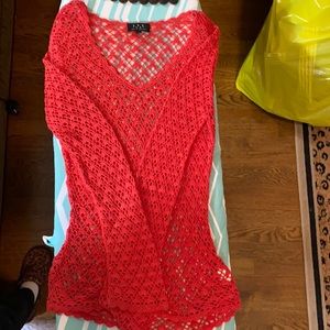 David Meister orange rayon holy vneck sweater Large